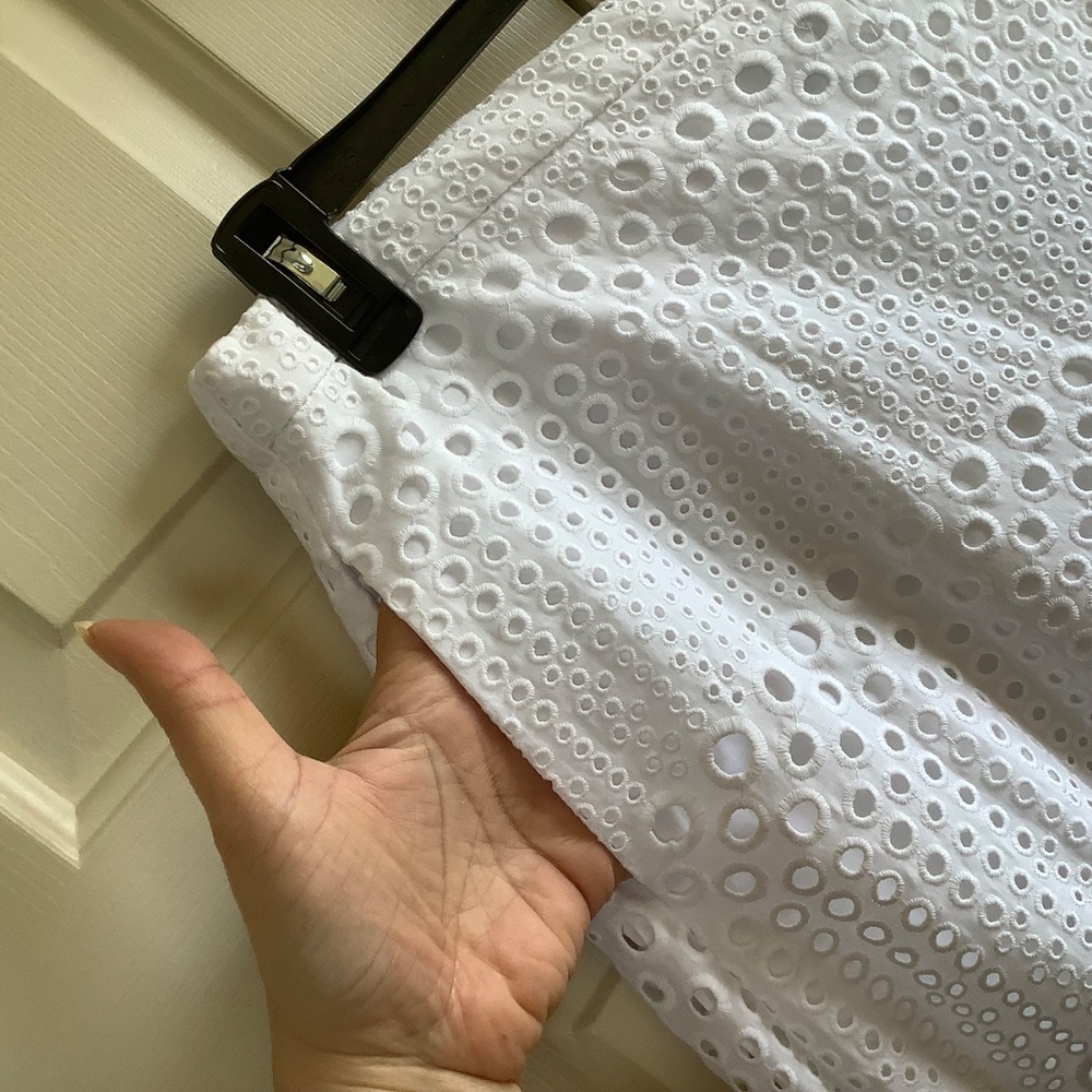 NATORI Round Eyelet Wide Leg Pants White SZ XL - Picture 8 of 16